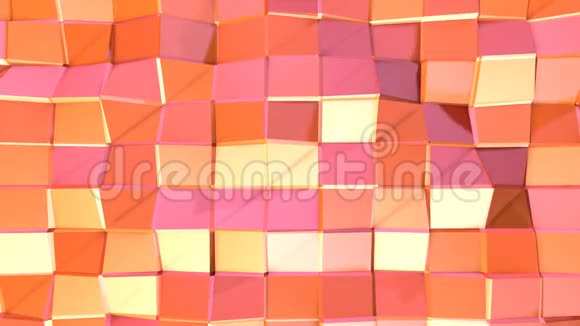 抽象简单的粉红色橙色低聚三维表面作为未来主义背景软几何低聚运动背景视频的预览图