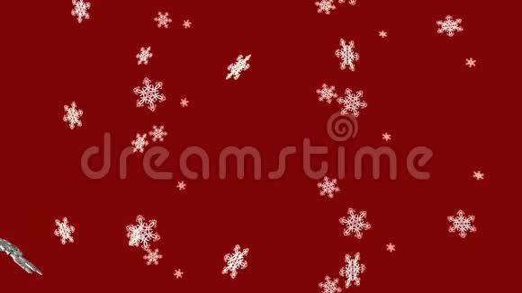 循环下降三维雪花和三维圣诞装饰的背景视频的预览图