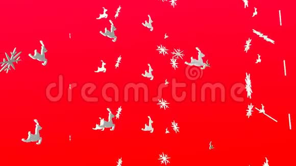 循环下降三维雪花和三维圣诞装饰的背景视频的预览图
