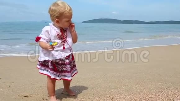 乌克兰海滩服装刺绣女孩视频的预览图