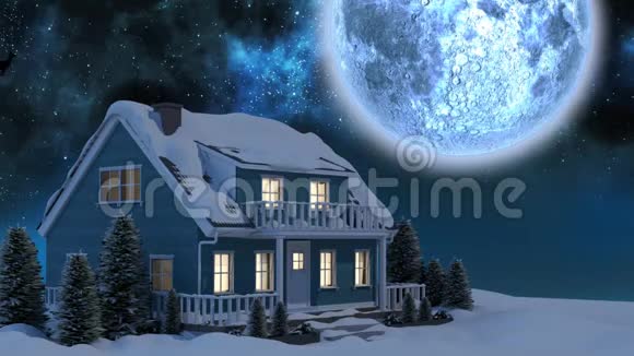 夜晚的冬天风景视频的预览图