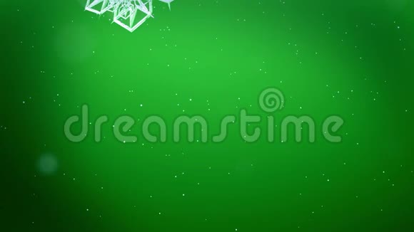 装饰的3d雪花漂浮在空气中在绿色背景下在夜间发光用作圣诞新年贺卡视频的预览图