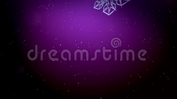 装饰的3d雪花漂浮在空气中夜间在紫色背景上发光作为圣诞动画使用新年视频的预览图
