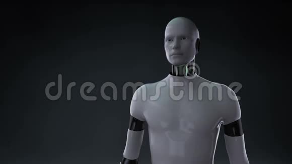 机器人半机器人打开手掌扫描旋转三维机器人身体在数字界面人工智能机器人技术视频的预览图