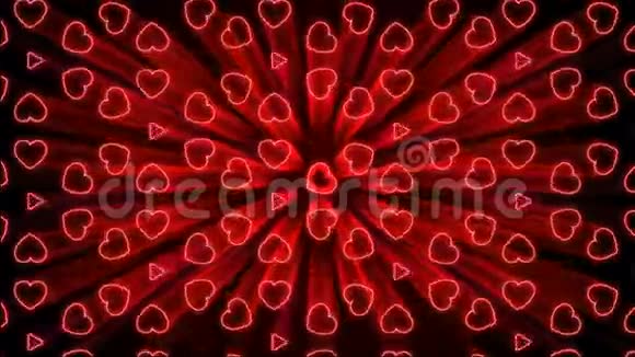 无缝环红白心动画背景视频的预览图