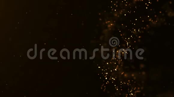 背景黄金运动黑色背景上有星星的宇宙金色尘埃粒子的运动抽象视频的预览图