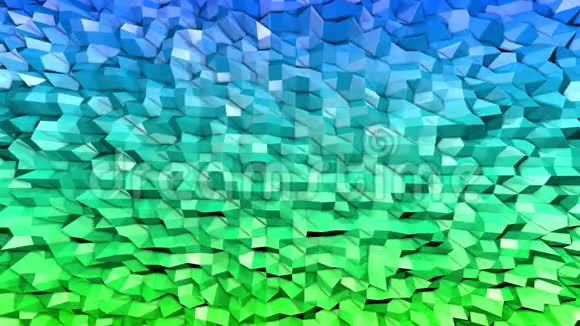 抽象低聚风格循环背景三维无缝动画在4K现代渐变颜色低聚蓝绿色视频的预览图