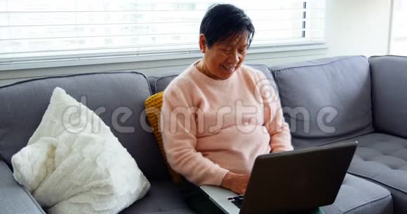 客厅里有台手提电脑的老女人视频的预览图