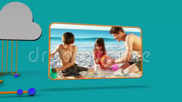 海滩家庭录像动画视频的预览图