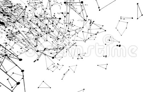抽象简单的黑白挥动三维网格或网格作为卡通游戏背景灰色几何振动环境视频的预览图
