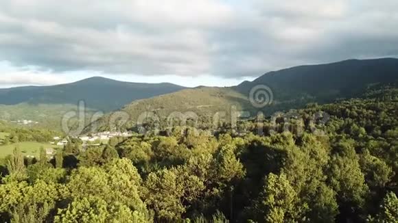 法国比利牛斯森林和草地的鸟瞰图视频的预览图
