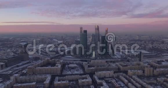 商业中心莫斯科市空中冬季视频的预览图