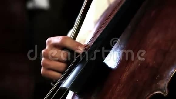 关闭一个大提琴演奏者的平底锅视频的预览图
