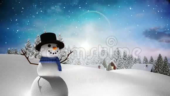 雪人与圣诞节冬季景观视频的预览图