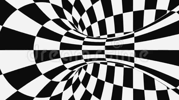 黑白幻视错觉抽象催眠动画背景格子几何环形壁纸视频的预览图