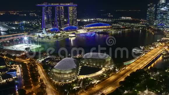 新加坡滨海湾夜景的时间流逝视频的预览图