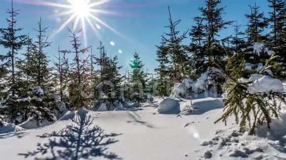 冬季全景阳光雪时差4k视频的预览图