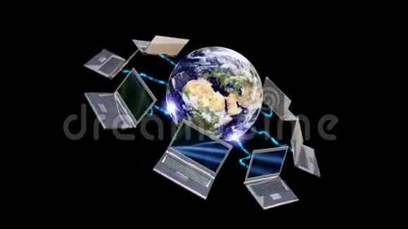地球仪和笔记本电脑通讯概念LOOP股票录像视频的预览图