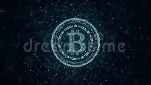 发光粒子的密码货币比特币背景3d视频的预览图