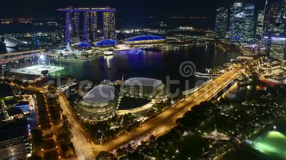新加坡滨海湾夜景的时间流逝视频的预览图