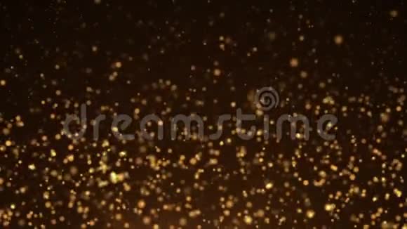 黄金粒子天然漂浮的有机颗粒在美丽的背景上闪烁粒子与波克慢动作视频的预览图