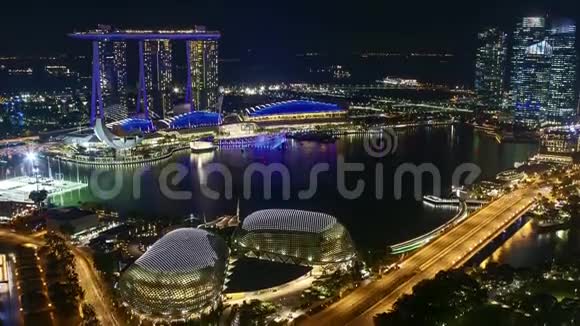新加坡滨海湾夜景的时间流逝视频的预览图