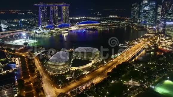 新加坡滨海湾夜景的时间流逝视频的预览图