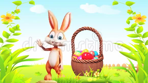 复活节兔子正在用鸡蛋篮告别视频的预览图