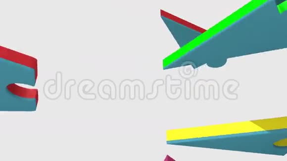 三维彩色碎片形成合作下降视频的预览图