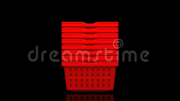 黑色背景下的红色购物篮视频的预览图