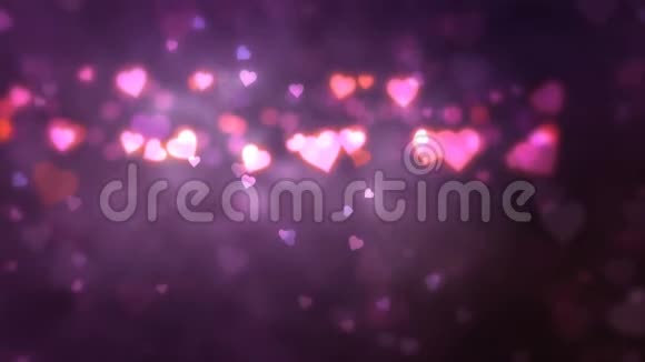 发光的心出现在闪亮的背景上情人节节日抽象循环动画视频的预览图