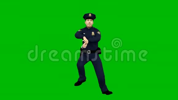 警察在绿色的屏幕上有节奏地跳舞循环动画视频的预览图