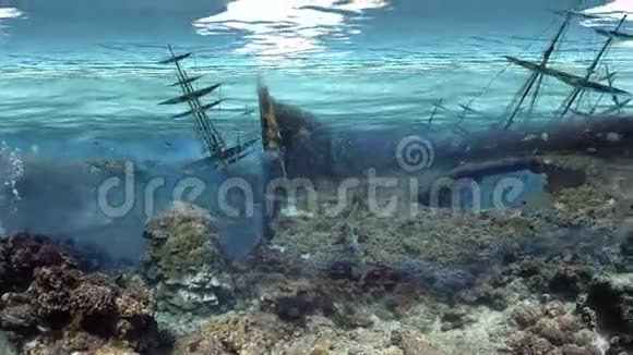 海底海底的船只墓地视频的预览图