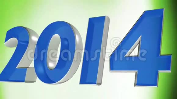 2014年新年快乐2014年绿色循环背景上的3D循环动画视频的预览图