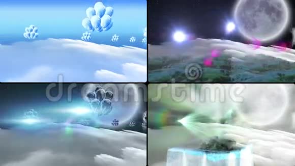 气球在不同时间飞过云层视频的预览图