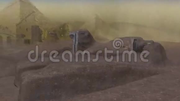 古老的纪念碑和日光下的沙尘暴视频的预览图