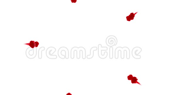 白色背景上的水中红色墨水三维动画墨水与卢马哑光作为阿尔法通道的效果或背景很多东西视频的预览图