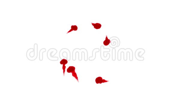 白色背景上的水中红色墨水三维动画墨水与卢马哑光作为阿尔法通道的效果或背景很多东西视频的预览图