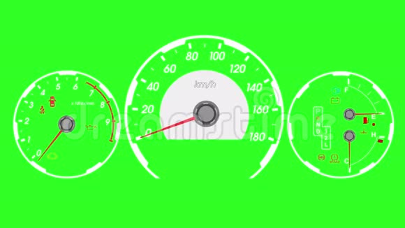 速计跑车启动加速和制动绿色屏幕背景视频的预览图
