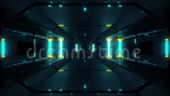 暗洁科幻空间走廊三维渲染背景壁纸运动背景vj循环视频的预览图
