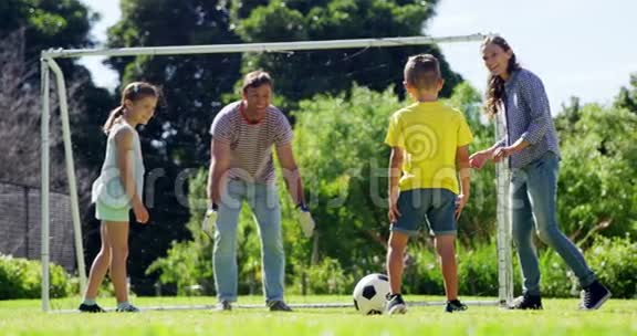 快乐的一家人踢足球视频的预览图