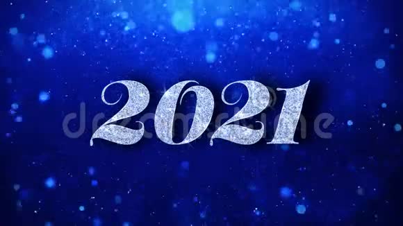 2021新年快乐蓝文祝福粒子问候邀请庆祝背景视频的预览图