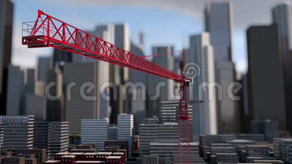 建筑起重机动画城市背景摩天大楼景观视野金属建筑视频的预览图