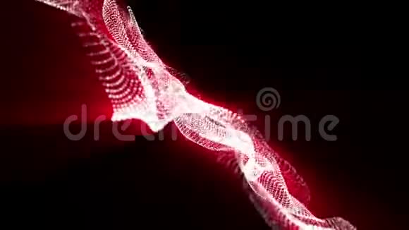 红色发光粒子在黑色背景下缓慢移动循环动画3D渲染视频的预览图