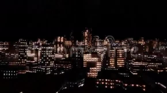 夜间飞行穿越城市股票录像视频的预览图