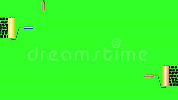 动画轮胎轨道上的绿色屏幕背景油漆板4k动画视频的预览图