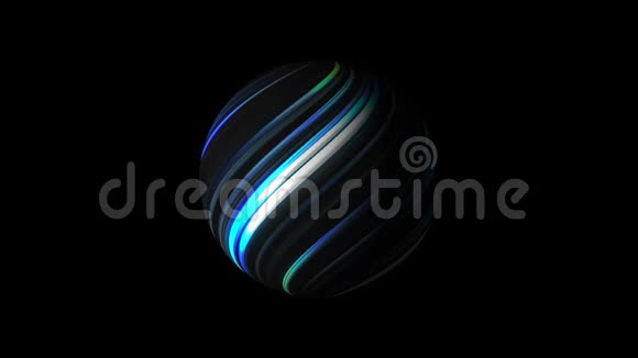 在黑色上有明亮发光线的球体3d渲染背景计算机生成视频的预览图