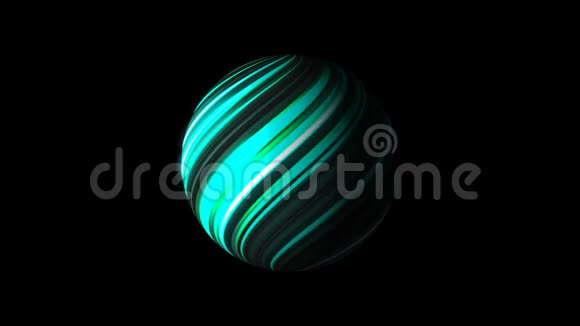 在黑色上有明亮发光线的球体3d渲染背景计算机生成视频的预览图