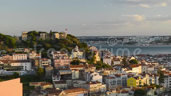 里斯本葡萄牙天际线朝圣豪尔赫城堡视频的预览图