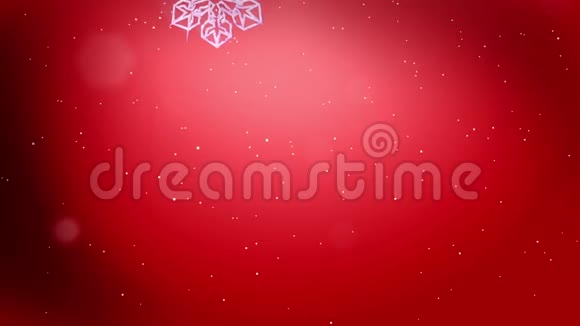 美丽的三维雪花漂浮在空气中的红色背景用作圣诞节新年贺卡或冬季环境的动画视频的预览图
